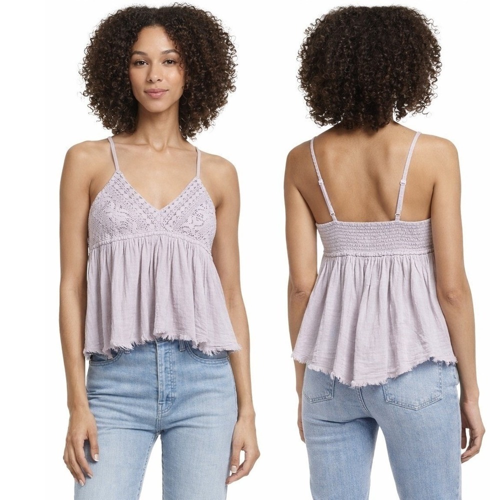BP.‎ Lace Cotton Glaze Babydoll Top Eyelet Flowy Coquette Pastel Lavender Large